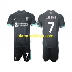 Camisola Liverpool Luis Diaz 7 Criança Equipamento Segundo 2024-2025 Manga Curta